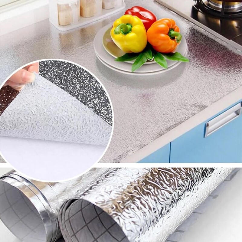 فویل چسبی کابینت طرح نقره ای 3 متری